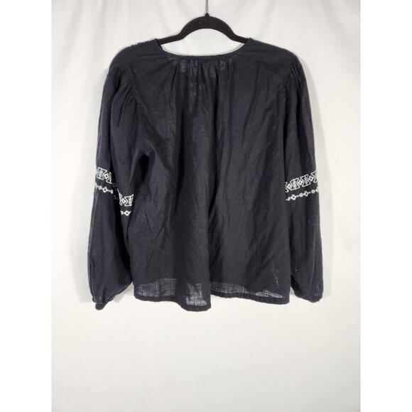 Old Navy Womens Top Boho Festival Whimsigoth Fairycore Embroidered Peasant L - Picture 4 of 5